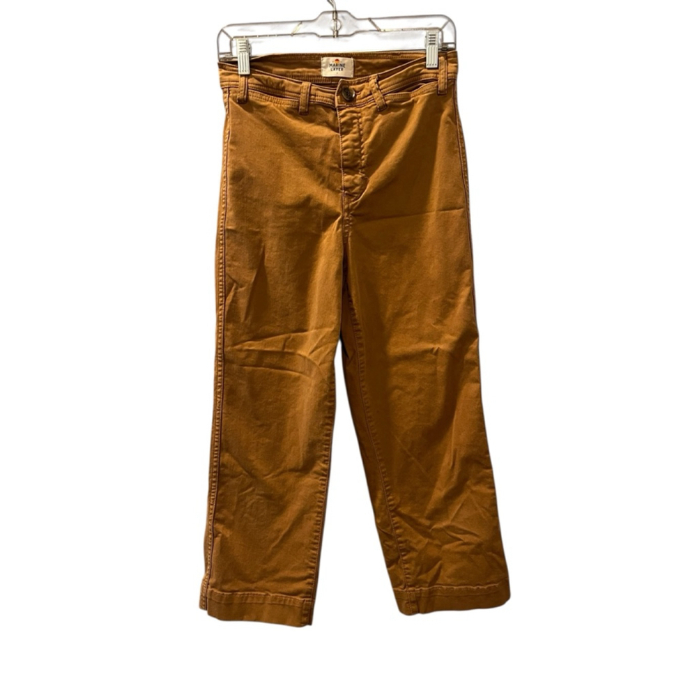 Marine Layer Size 4 Brown Bridget Wide Leg Cropped Pants Women's Casual Denim